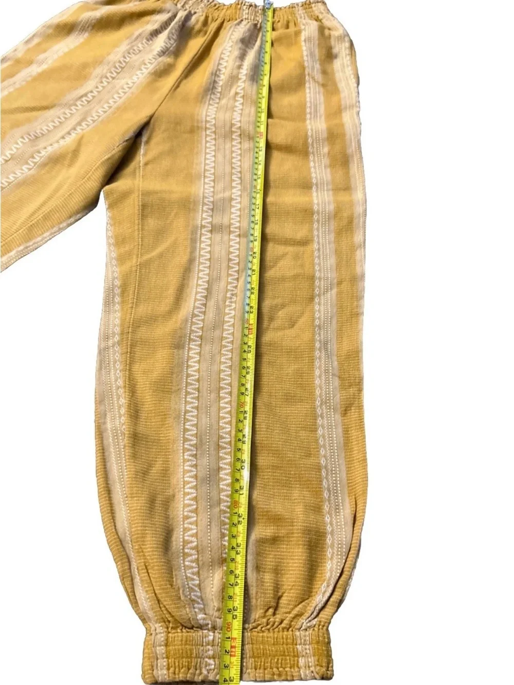 Tory Burch Set Women Sequin Embellished Yellow & Ivory Cotton Tunic 8 & Pants 6